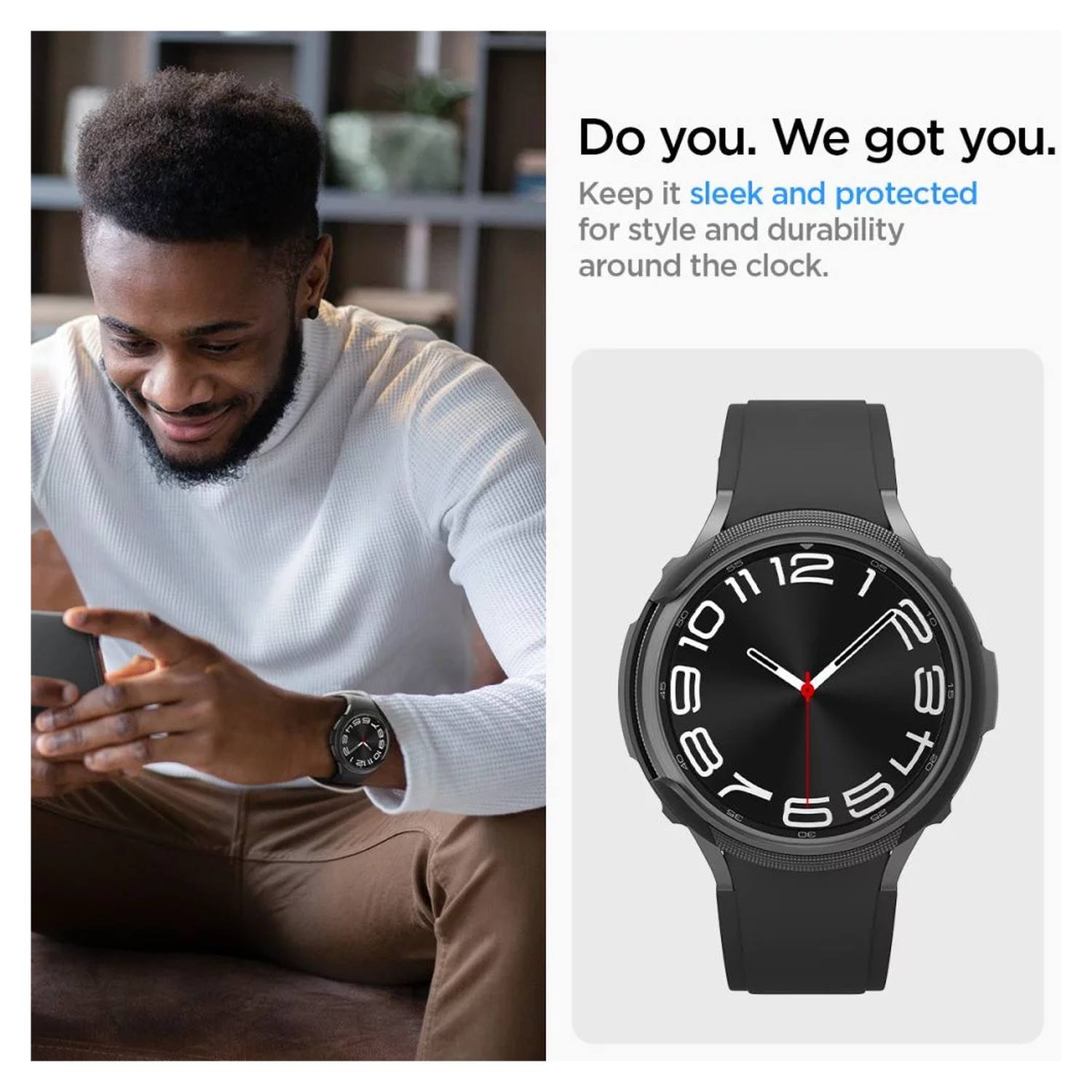 Spigen Liquid Air - Samsung Galaxy Watch 6 Classic 47MM Hoesje - Zwart afbeelding 4