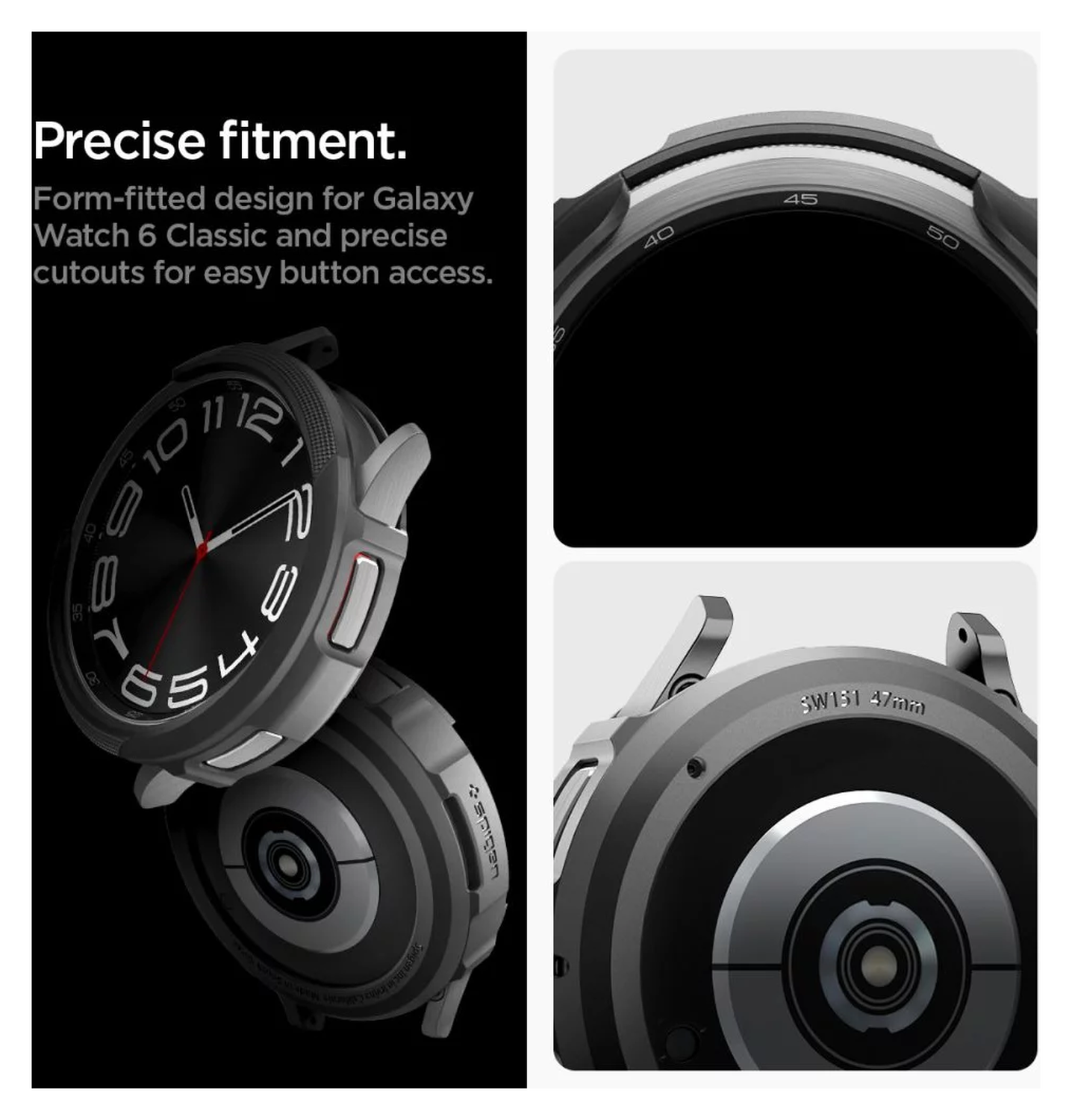 Spigen Liquid Air - Samsung Galaxy Watch 6 Classic 47MM Hoesje - Zwart afbeelding 6
