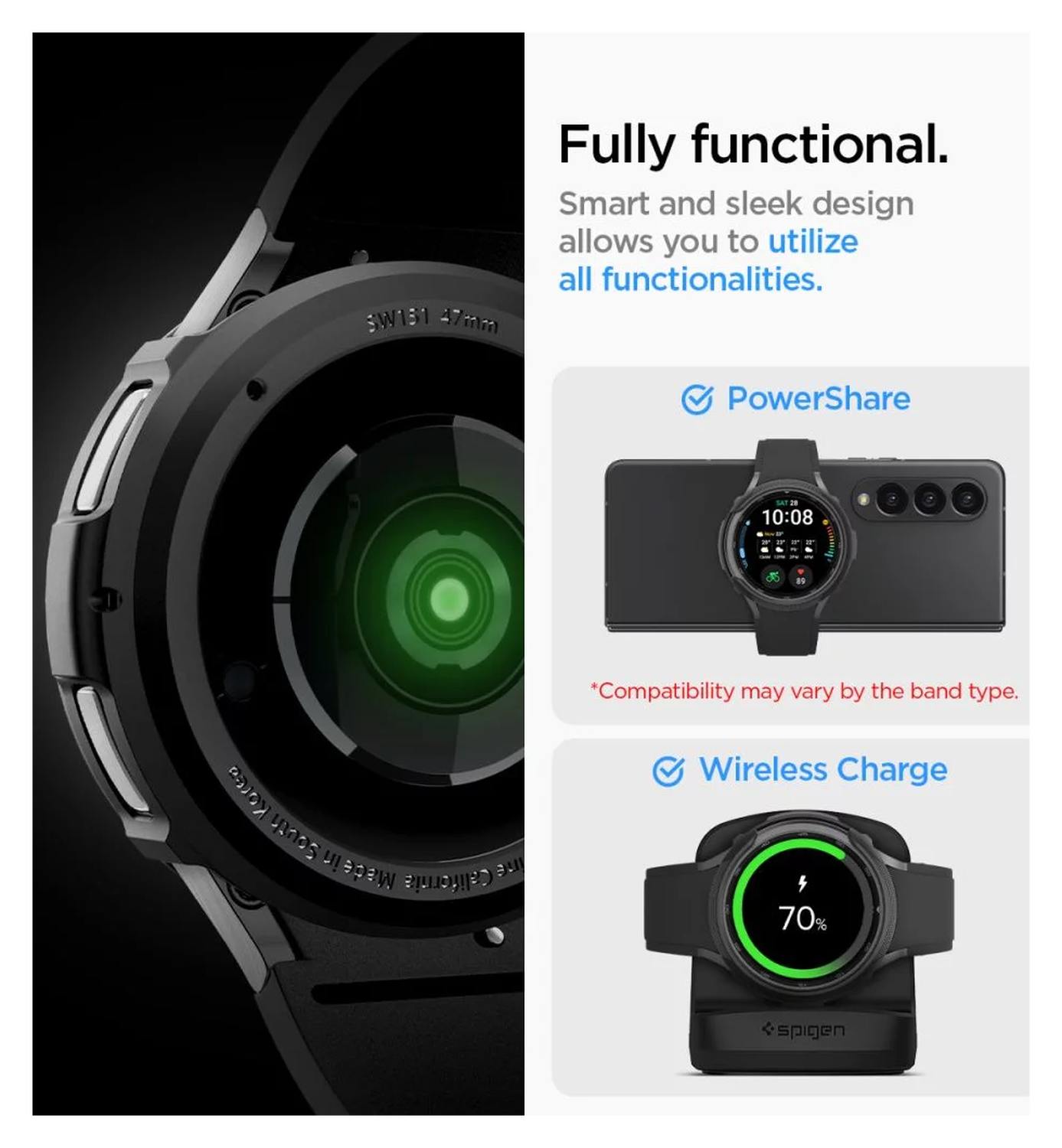 Spigen Liquid Air - Samsung Galaxy Watch 6 Classic 47MM Hoesje - Zwart afbeelding 7