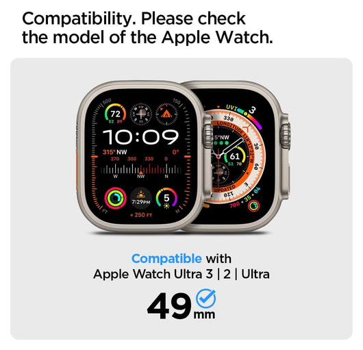 Spigen Thin Fit - Apple Watch Ultra 3/2/1 Hoesje - Bumper Case - Zwart afbeelding 3