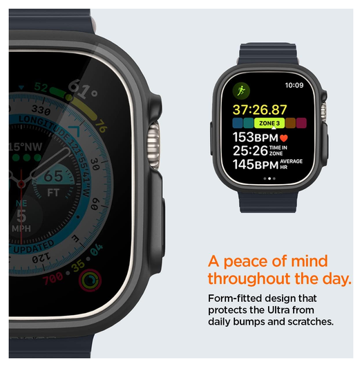 Spigen Thin Fit - Apple Watch Ultra 3/2/1 Hoesje - Bumper Case - Zwart afbeelding 5