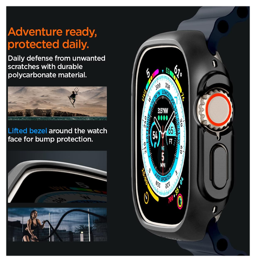 Spigen Thin Fit - Apple Watch Ultra 3/2/1 Hoesje - Bumper Case - Zwart afbeelding 6