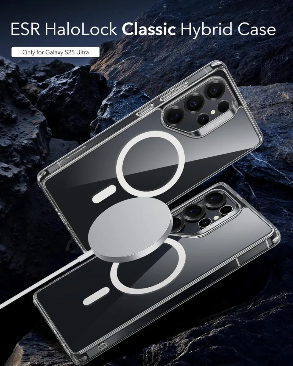 ESR Classic Hybrid Samsung Galaxy S25 Ultra Hoesje MagSafe / Qi2 Transparant afbeelding 2