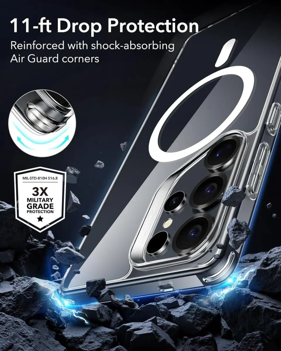 ESR Classic Hybrid Samsung Galaxy S25 Ultra Hoesje MagSafe / Qi2 Transparant afbeelding 7