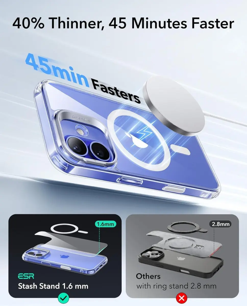 ESR Classic Hybrid MagSafe iPhone 16 Hoesje met Stand Camera Control Transparant afbeelding 8
