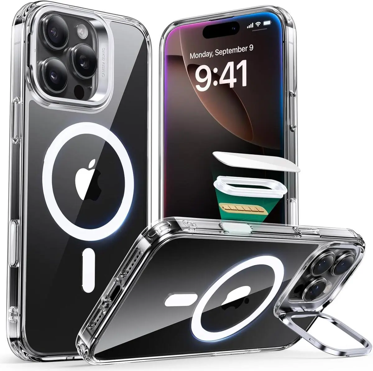 ESR Classic Hybrid MagSafe iPhone 16 Pro Hoesje Stand Camera Control Transparant afbeelding 1