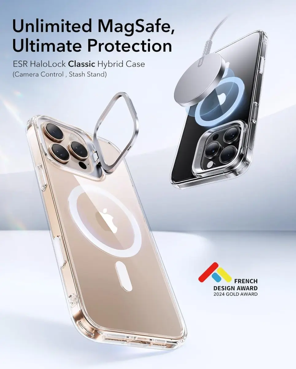 ESR Classic Hybrid MagSafe iPhone 16 Pro Hoesje Stand Camera Control Transparant afbeelding 2