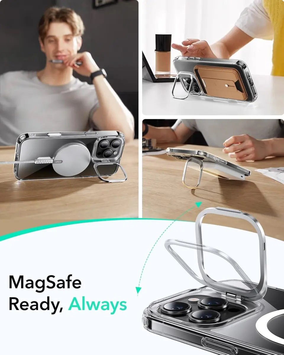 ESR Classic Hybrid MagSafe iPhone 16 Pro Hoesje Stand Camera Control Transparant afbeelding 4