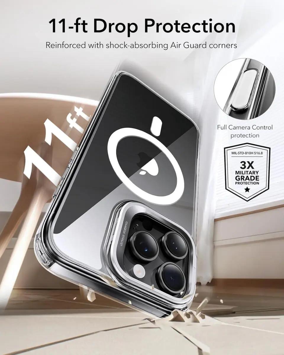 ESR Classic Hybrid MagSafe iPhone 16 Pro Hoesje Stand Camera Control Transparant afbeelding 7