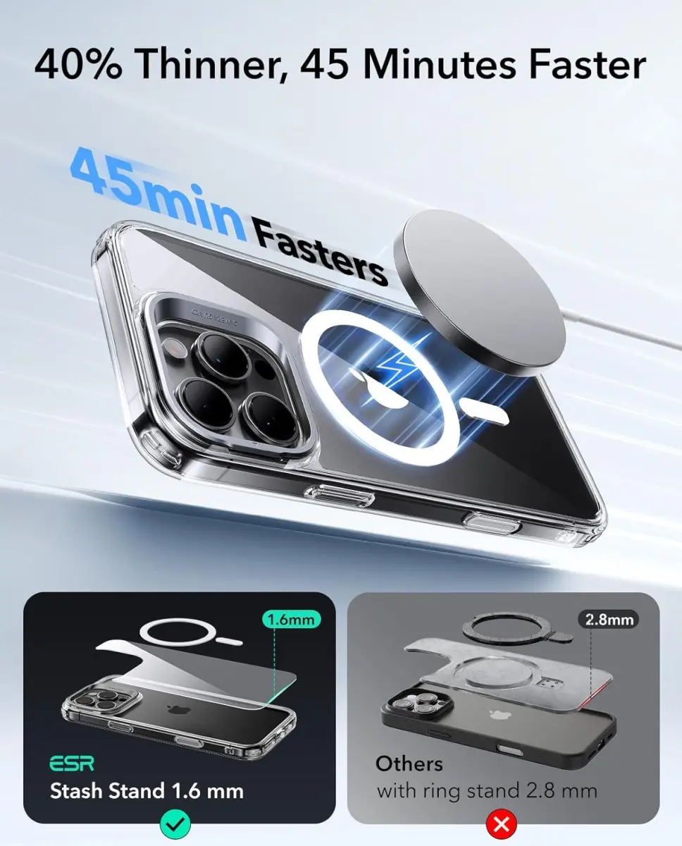 ESR Classic Hybrid MagSafe iPhone 16 Pro Hoesje Stand Camera Control Transparant afbeelding 8