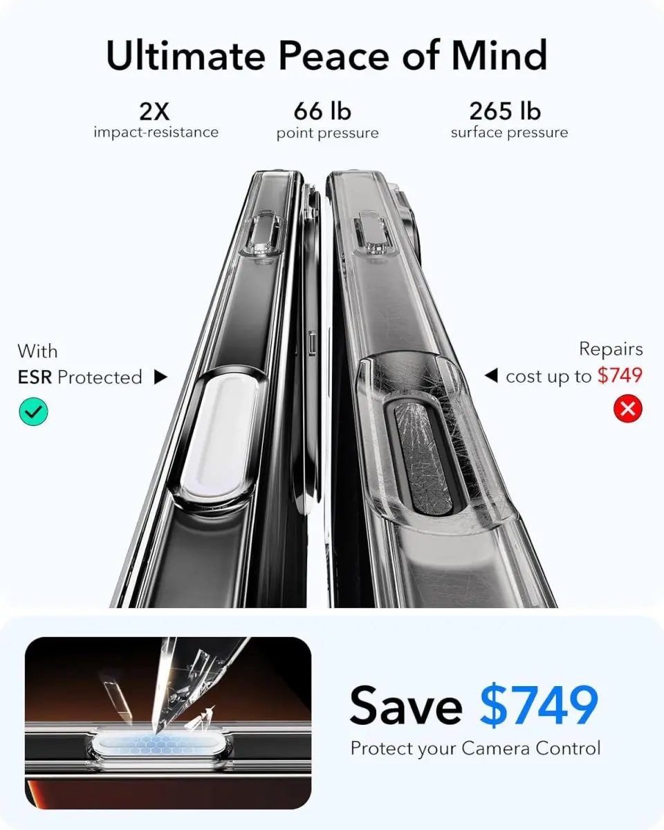 ESR Classic Hybrid MagSafe iPhone 16 Pro Hoesje Stand Camera Control Transparant afbeelding 9