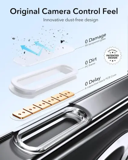 ESR Classic Hybrid MagSafe iPhone 16 Pro Hoesje Stand Camera Control Transparant afbeelding 5