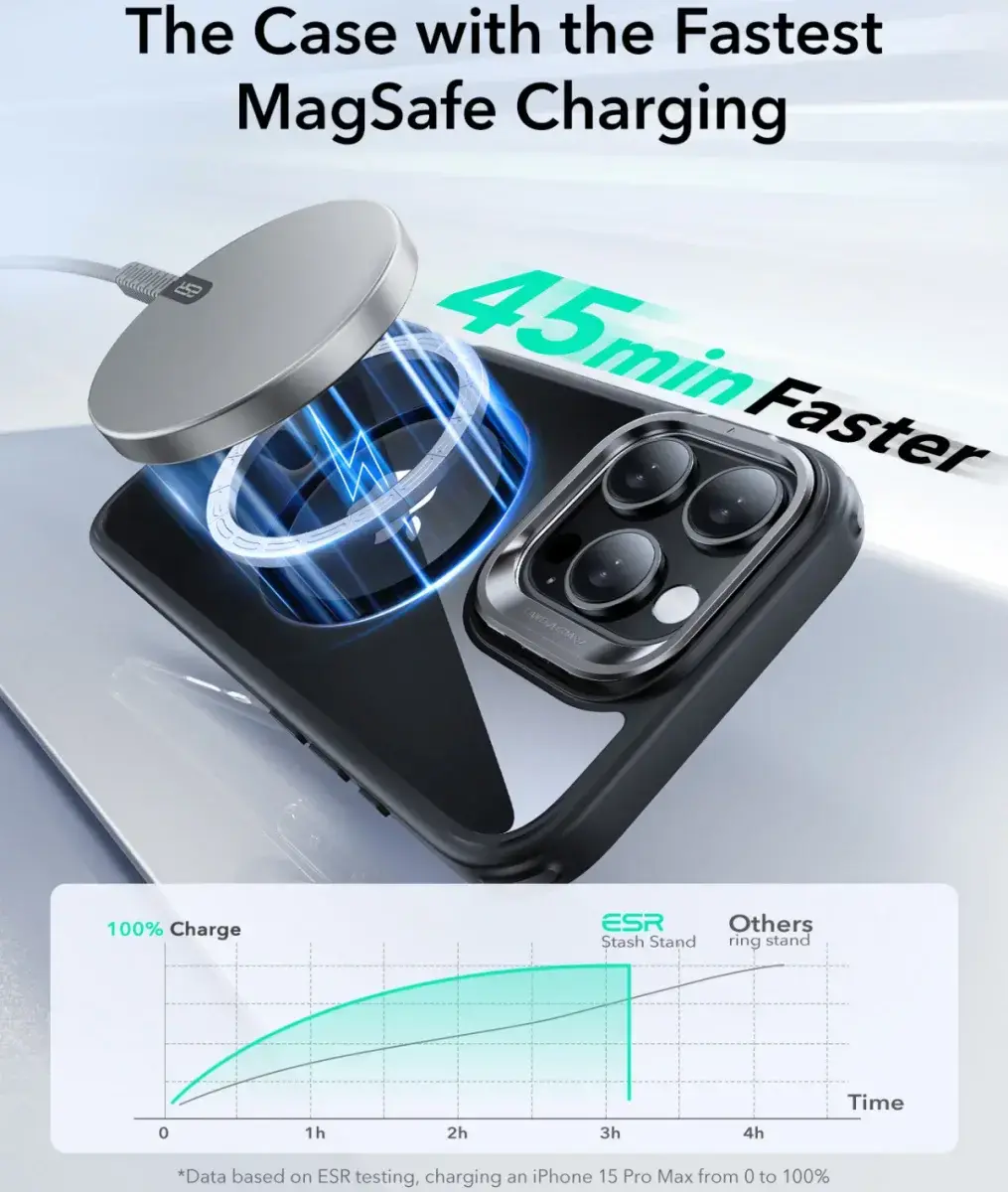 ESR Classic Hybrid MagSafe iPhone 16 Pro Hoesje Stand Camera Control Clear Zwart afbeelding 8