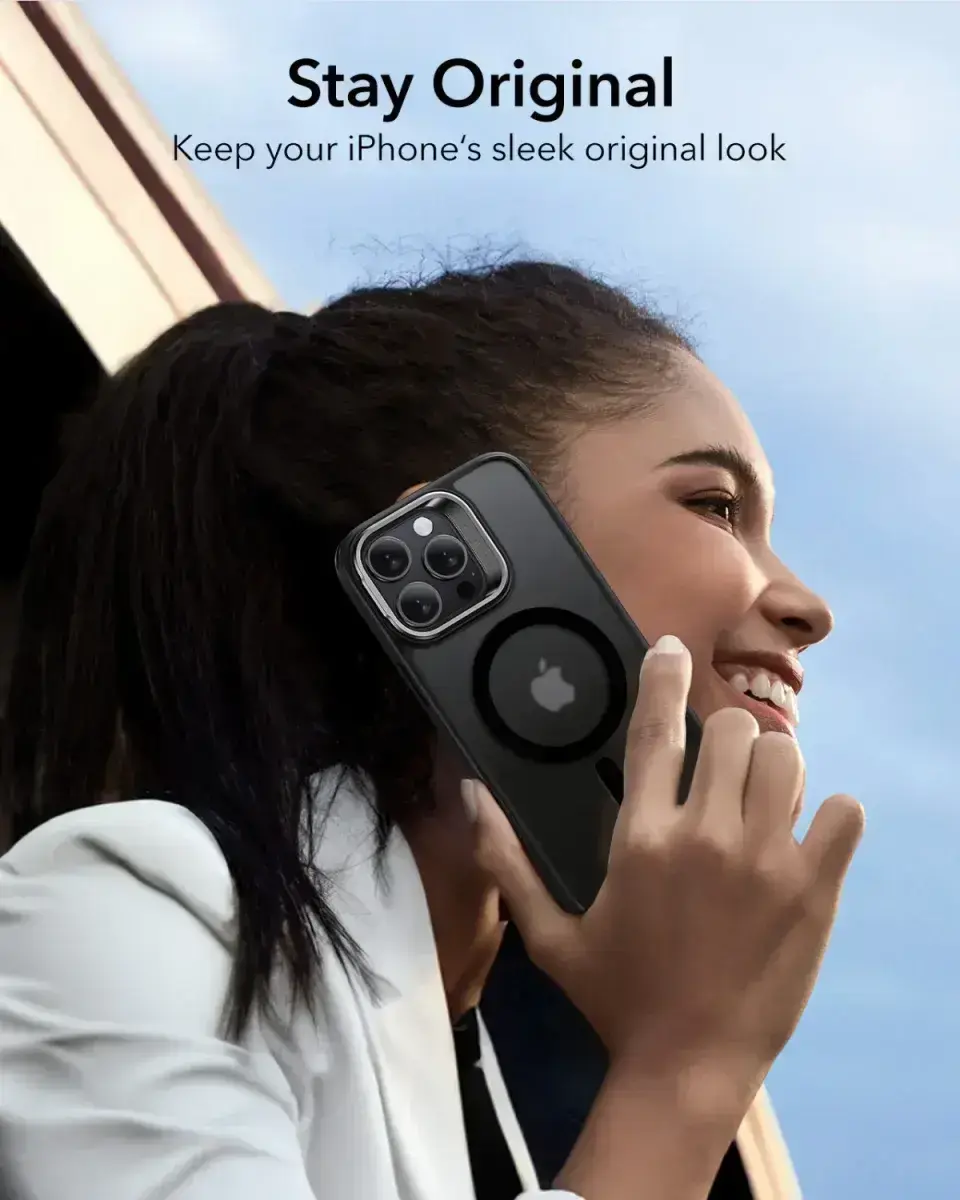 ESR Classic Hybrid MagSafe iPhone 16 Pro Max Hoes Stand Camera Knop Frost Zwart afbeelding 9