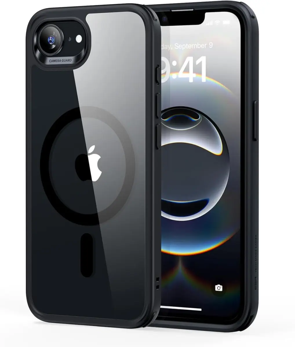 ESR Classic Hybrid HaloLock iPhone 16e Hoesje MagSafe Transparant Zwart afbeelding 1