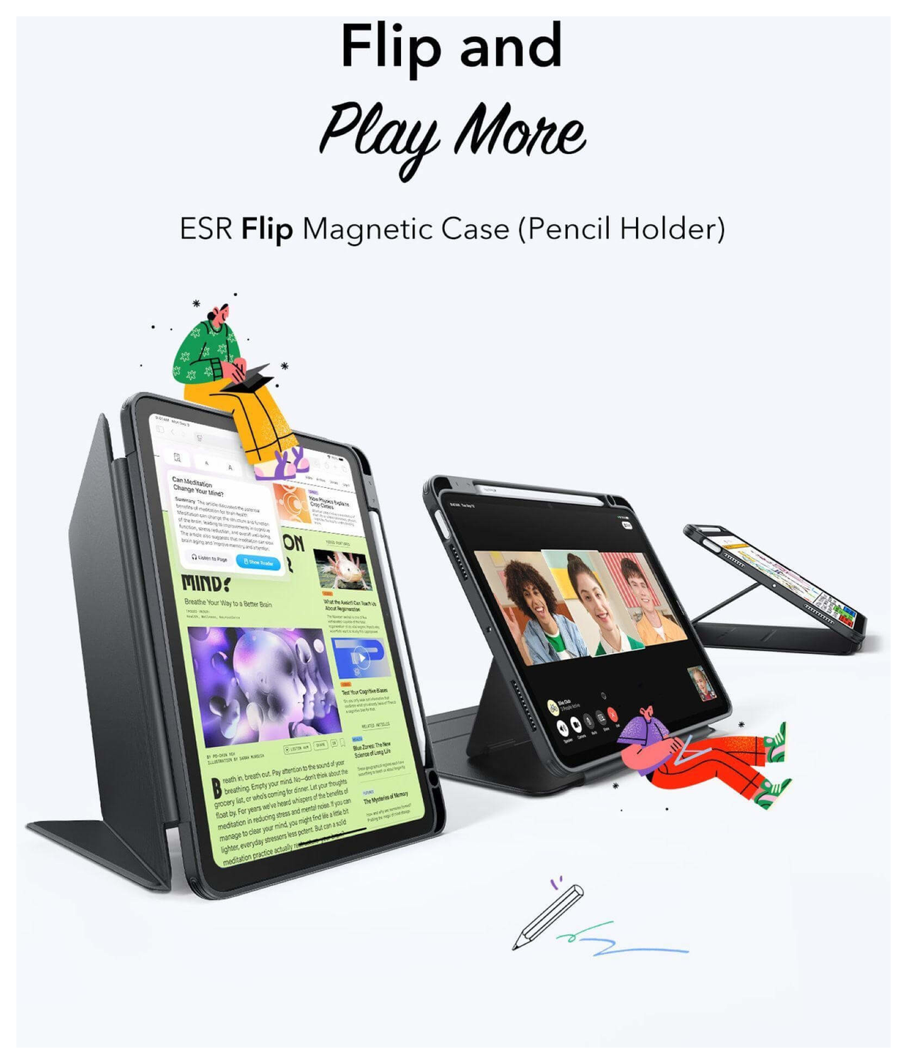 ESR Flip Hybrid iPad Air 11 (2024/2025) / Air 10.9 (2020/2022) Hoes Zwart afbeelding 3