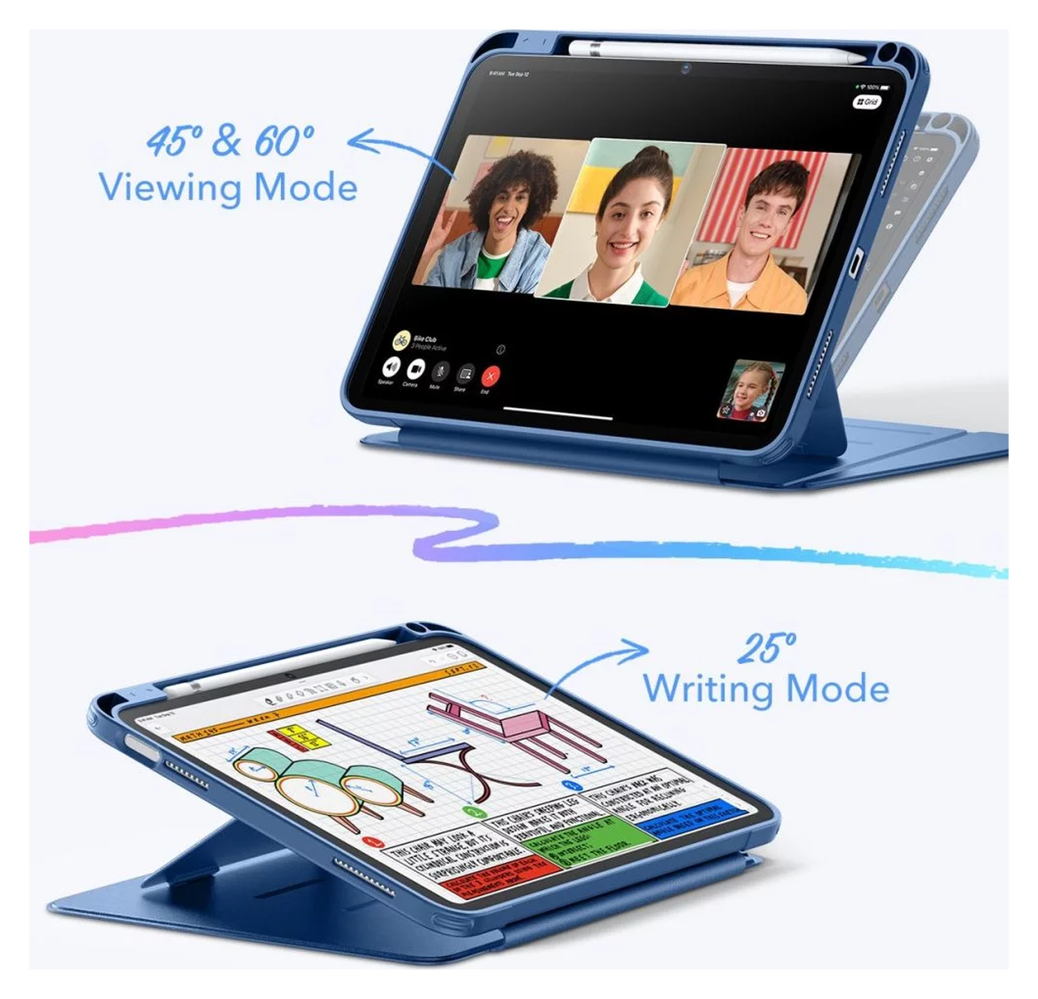 ESR Flip Hybrid Apple iPad 11 (2025) / iPad 10.9 (2022) Hoes Book Case Blauw afbeelding 5