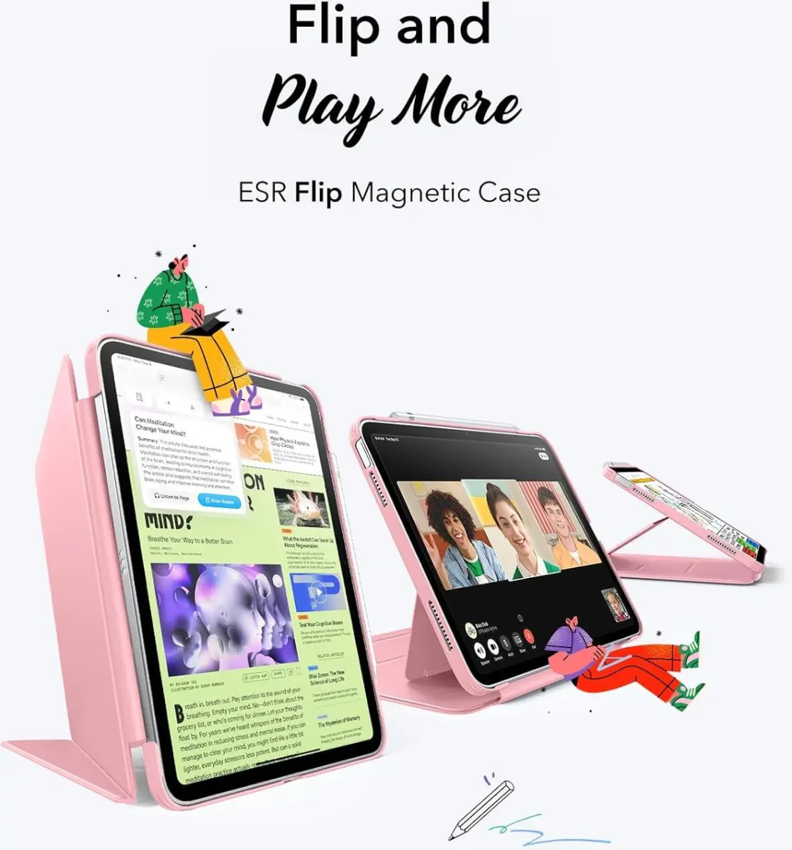 ESR Flip Hybrid Apple iPad 11 (2025) / iPad 10.9 (2022) Hoes Book Case Roze afbeelding 4