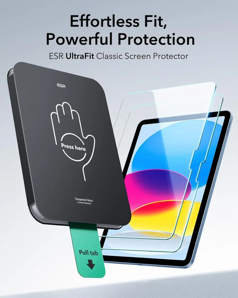 ESR Classic UltraFit iPad 11 (2025) / 10.9 (2022) Tempered Glass met Tray 2-Pack afbeelding 5