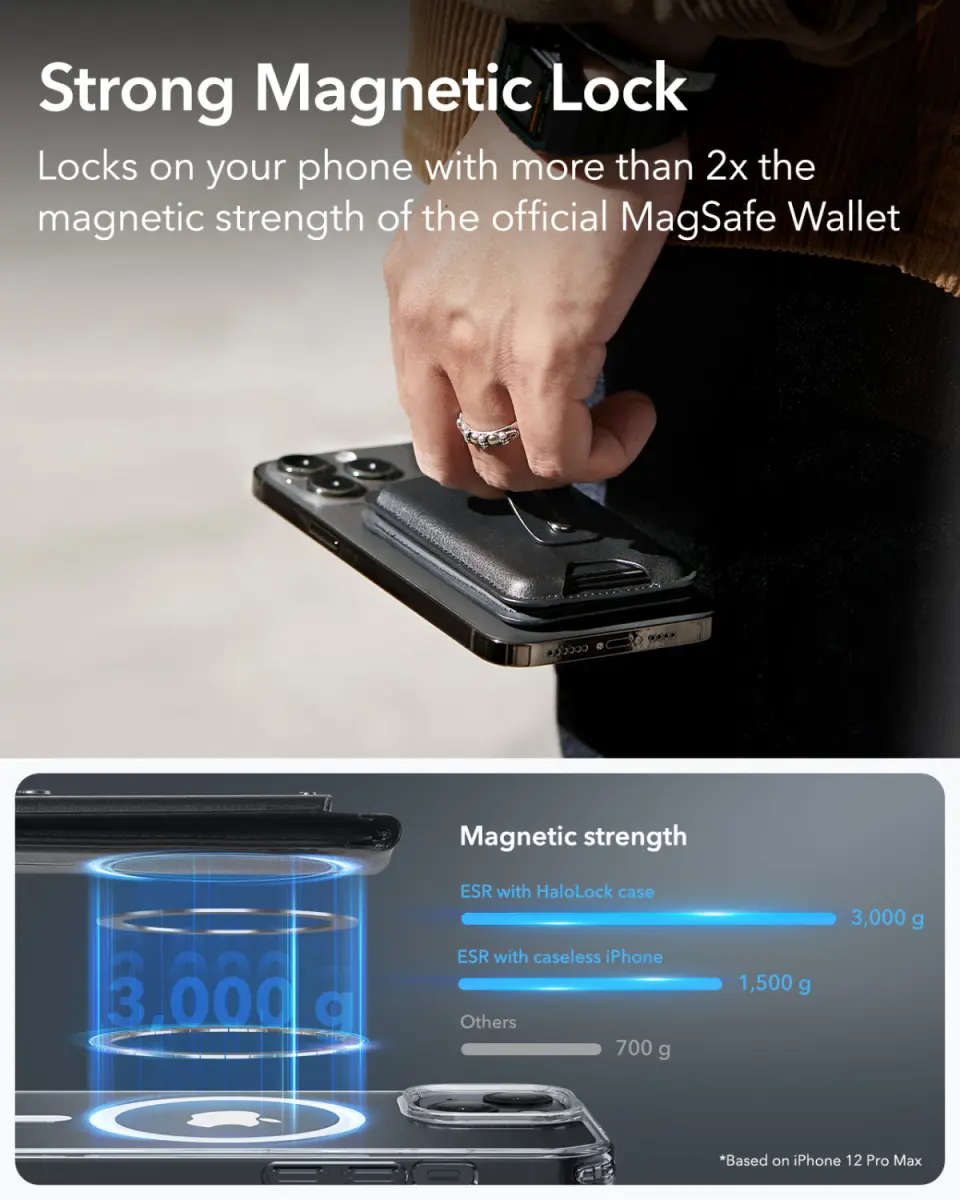 ESR HaloLock Geo MagSafe Pasjeshouder met Standaard en Zoek Mijn Functie Zwart afbeelding 4