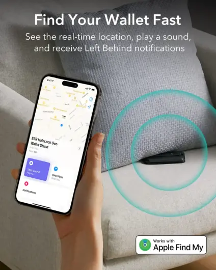 ESR HaloLock Geo MagSafe Pasjeshouder met Standaard en Zoek Mijn Functie Zwart afbeelding 3