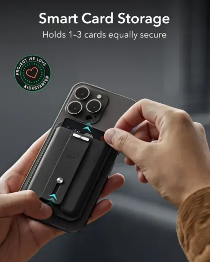 ESR HaloLock Geo MagSafe Pasjeshouder met Standaard en Zoek Mijn Functie Zwart afbeelding 5