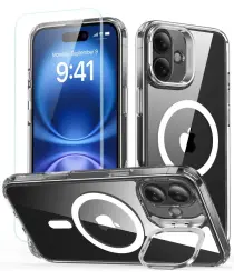 ESR Classic Hybrid iPhone 16 Plus Hoesje met Kickstand + Protector Transparant afbeelding