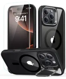 ESR Classic Hybrid iPhone 16 Pro Max Hoesje Kickstand + Protector Clear Zwart afbeelding