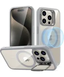 ESR Classic Hybrid MagSafe iPhone 15 Pro Hoesje met Stand Transparant Grijs afbeelding