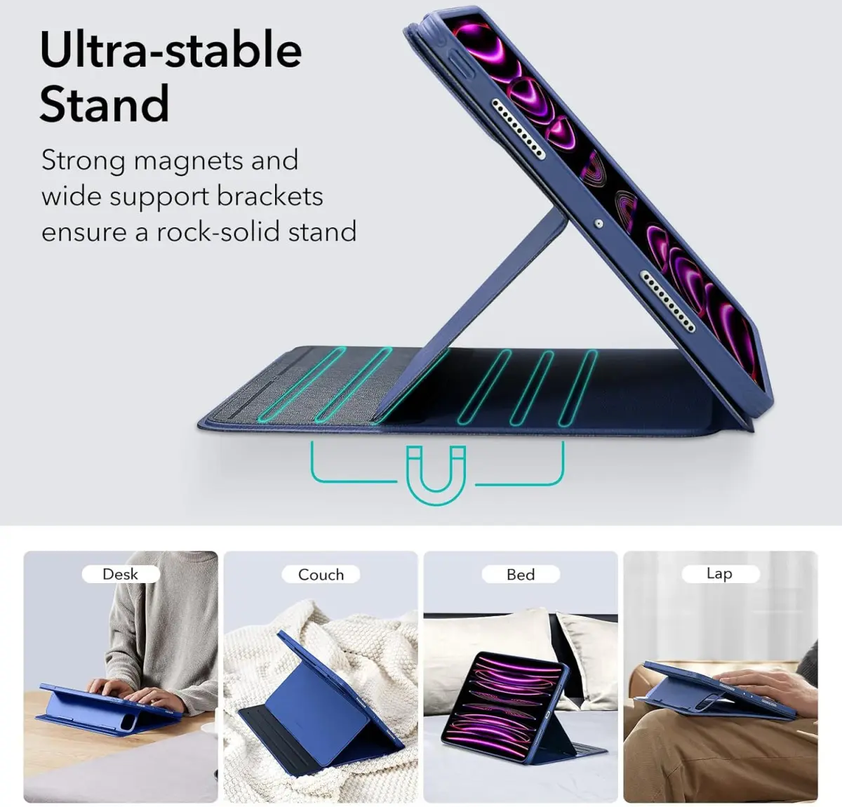 ESR Shift iPad Pro 12.9 (2022 / 2021) Hoes Magnetic Book Case Blauw afbeelding 2