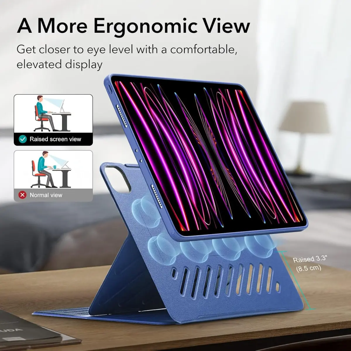 ESR Shift iPad Pro 12.9 (2022 / 2021) Hoes Magnetic Book Case Blauw afbeelding 4