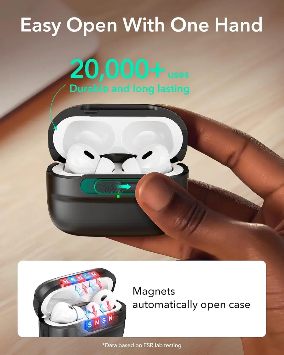 ESR HaloLock Pulse Magnetic Lock AirPods Pro 1 / 2 Hoesje MagSafe Zwart afbeelding 4