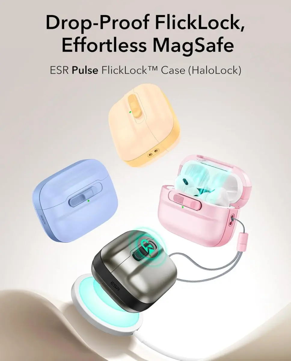 ESR HaloLock Pulse Magnetic Lock AirPods Pro 1 / 2 Hoesje MagSafe Zwart afbeelding 9
