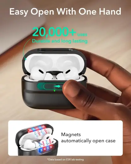 ESR HaloLock Pulse Magnetic Lock AirPods Pro 1 / 2 Hoesje MagSafe Zwart afbeelding 4