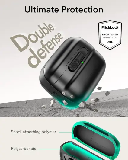 ESR HaloLock Pulse Magnetic Lock AirPods Pro 1 / 2 Hoesje MagSafe Zwart afbeelding 6