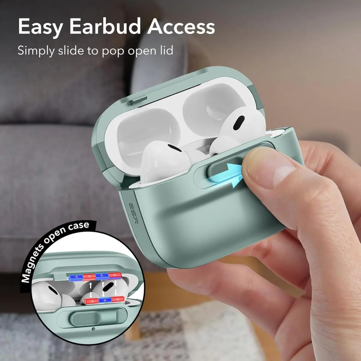 ESR HaloLock Pulse Magnetic Lock AirPods Pro 1 / 2 Hoesje MagSafe Groen afbeelding 5