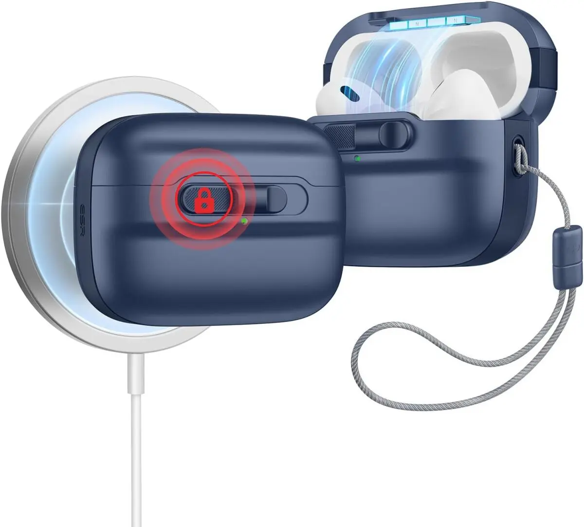 ESR HaloLock Pulse Magnetic Lock AirPods Pro 1 / 2 Hoesje MagSafe Blauw afbeelding 1