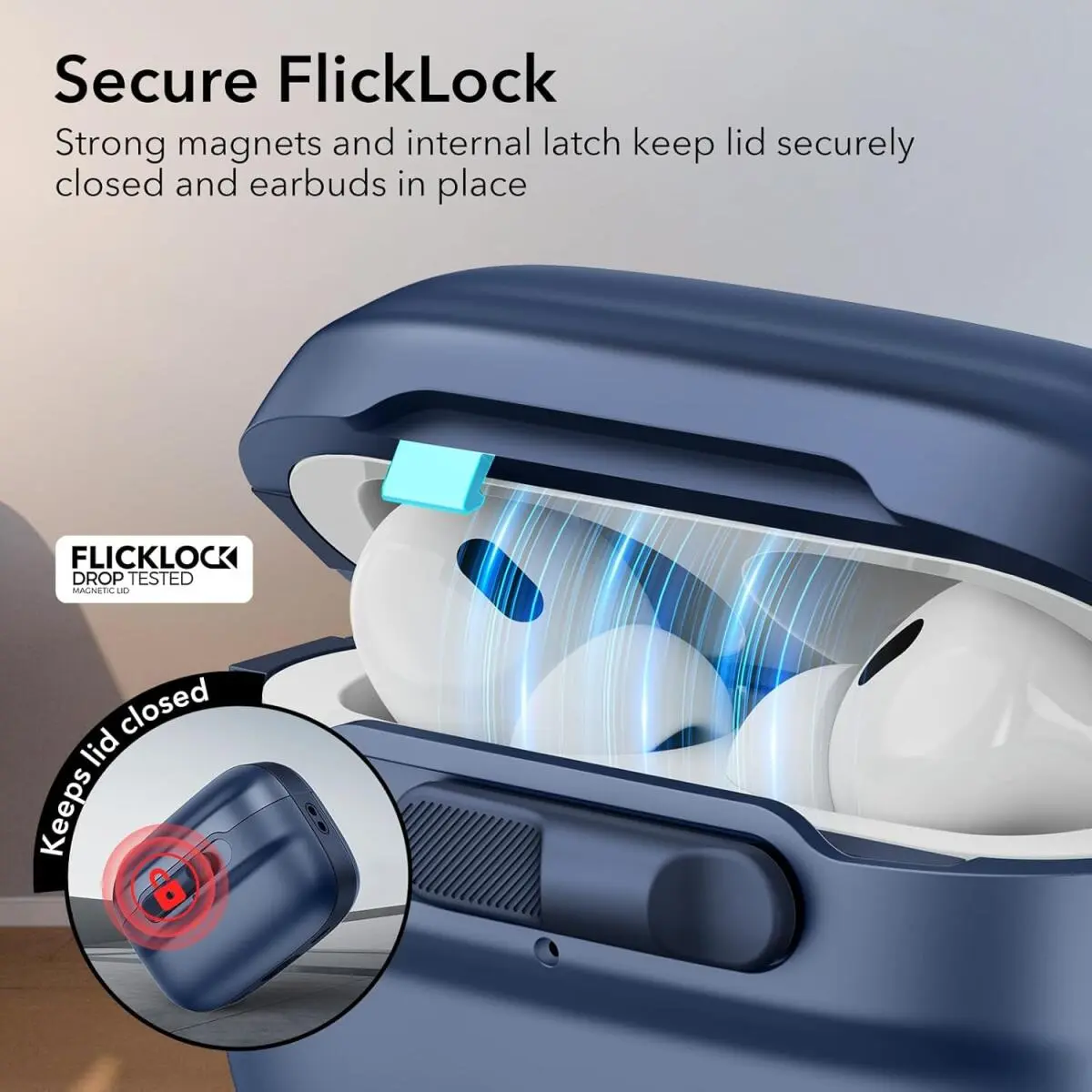 ESR HaloLock Pulse Magnetic Lock AirPods Pro 1 / 2 Hoesje MagSafe Blauw afbeelding 4