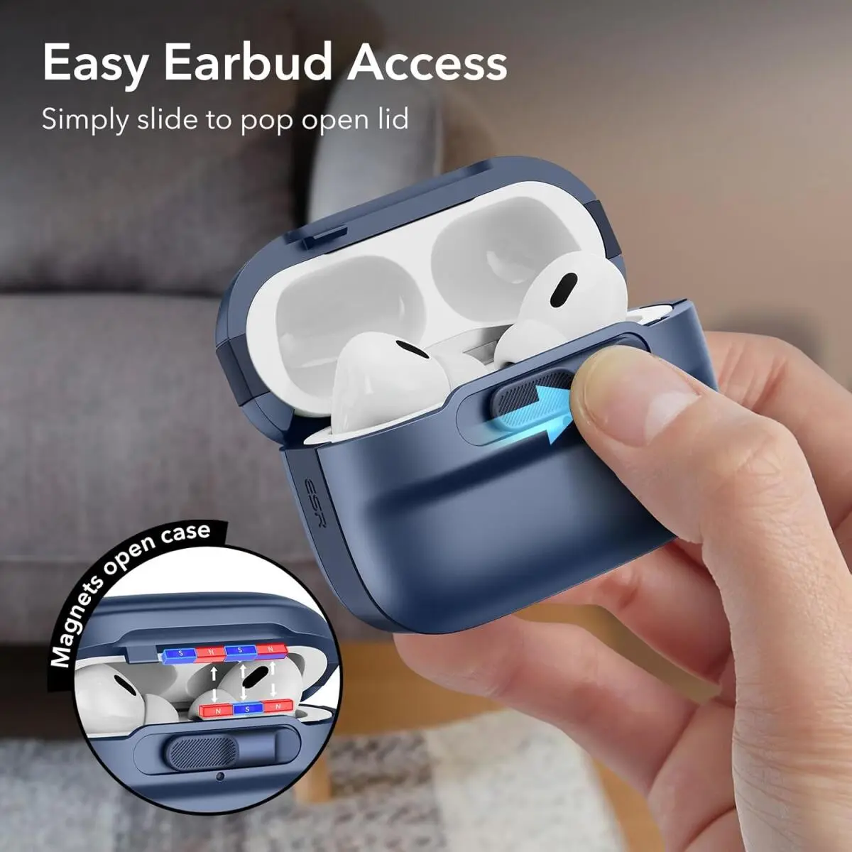 ESR HaloLock Pulse Magnetic Lock AirPods Pro 1 / 2 Hoesje MagSafe Blauw afbeelding 5