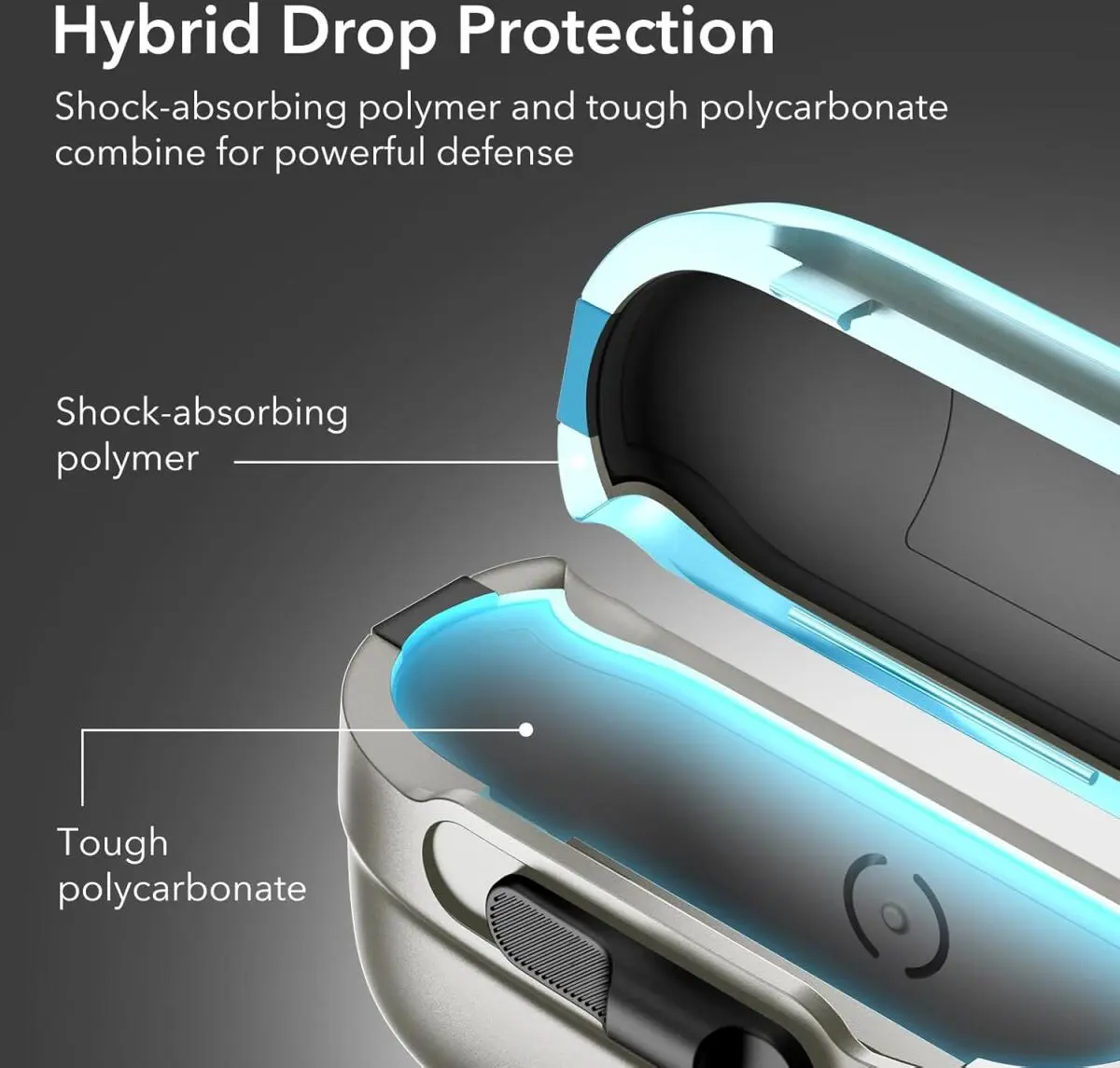 ESR HaloLock Pulse Magnetic Lock AirPods Pro 1 / 2 Hoesje MagSafe Titanium afbeelding 7