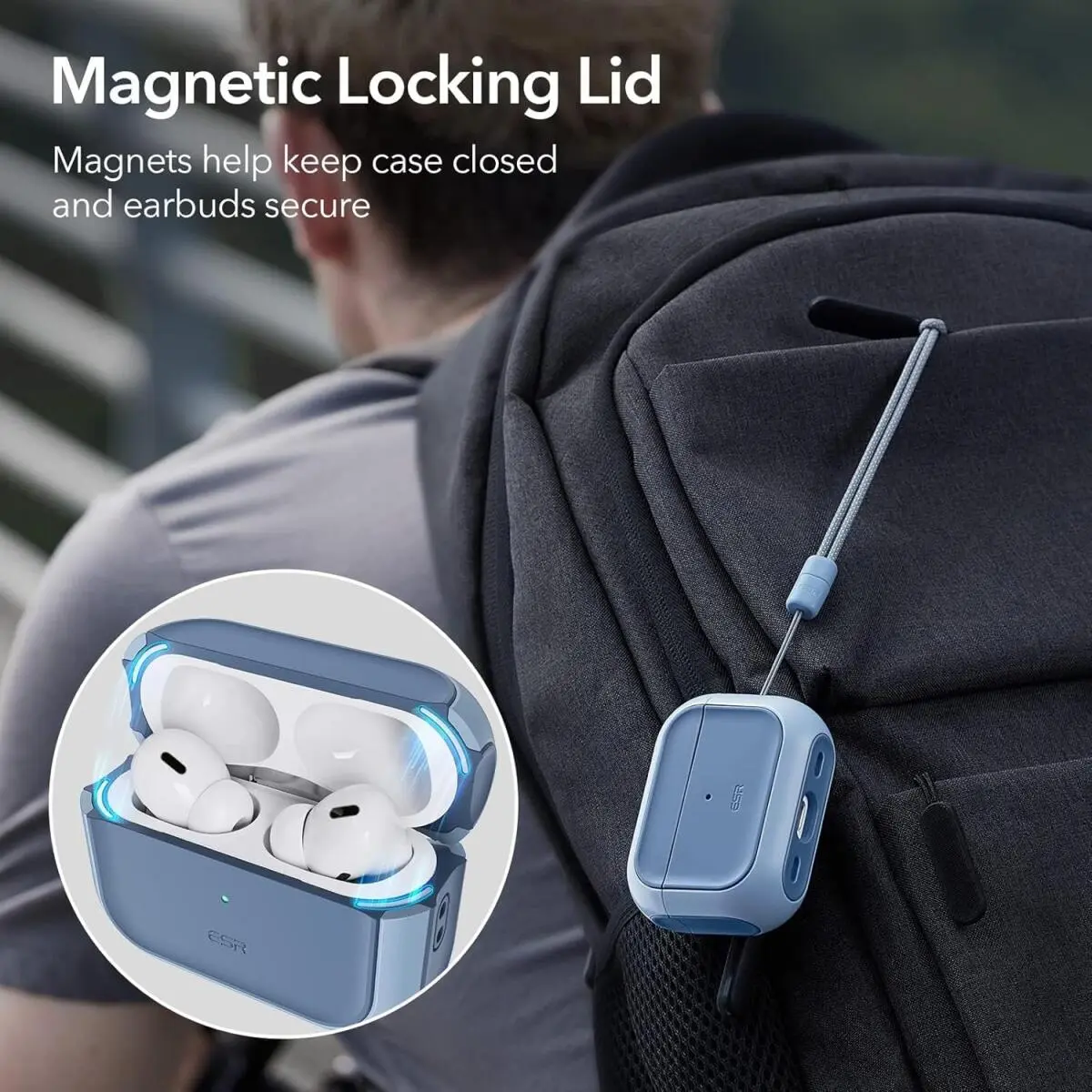 ESR Orbit Hybrid HaloLock Apple AirPods Pro 1/2 Hoesje MagSafe Blauw afbeelding 9