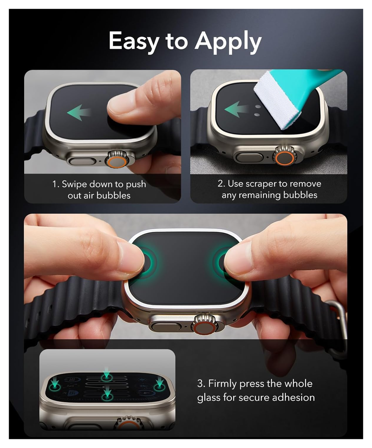 ESR Armorite - Apple Watch Ultra 3/2/1 Tempered Glass - Titanium (2-Pack) afbeelding 4