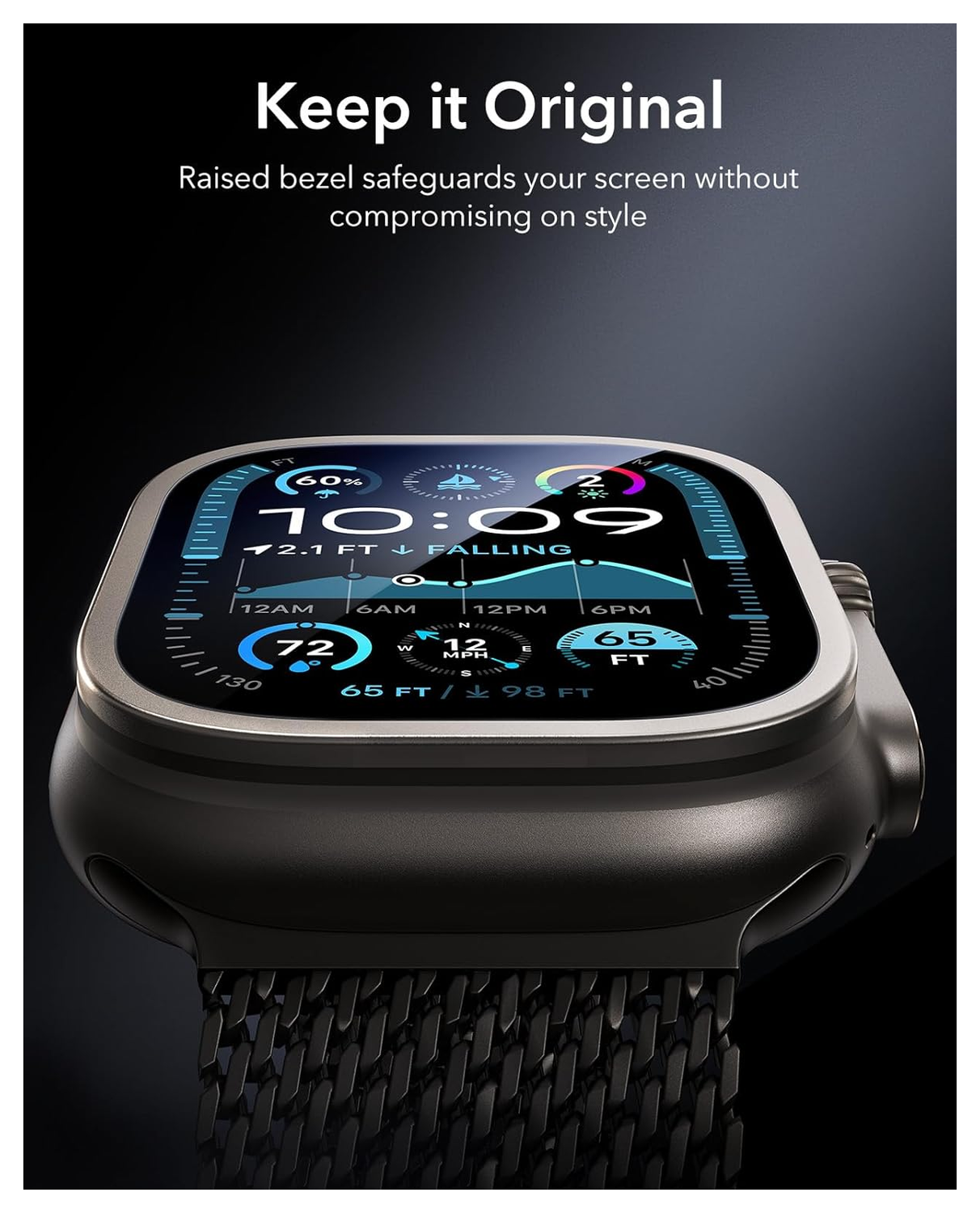 ESR Armorite - Apple Watch Ultra 3/2/1 Tempered Glass - Titanium (2-Pack) afbeelding 6