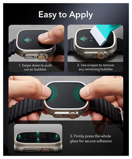 ESR Armorite - Apple Watch Ultra 3/2/1 Tempered Glass - Titanium (2-Pack) afbeelding 4