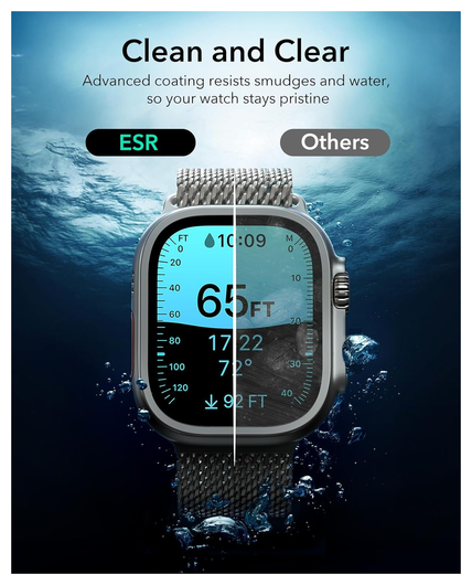 ESR Armorite - Apple Watch Ultra 3/2/1 Tempered Glass - Titanium (2-Pack) afbeelding 8