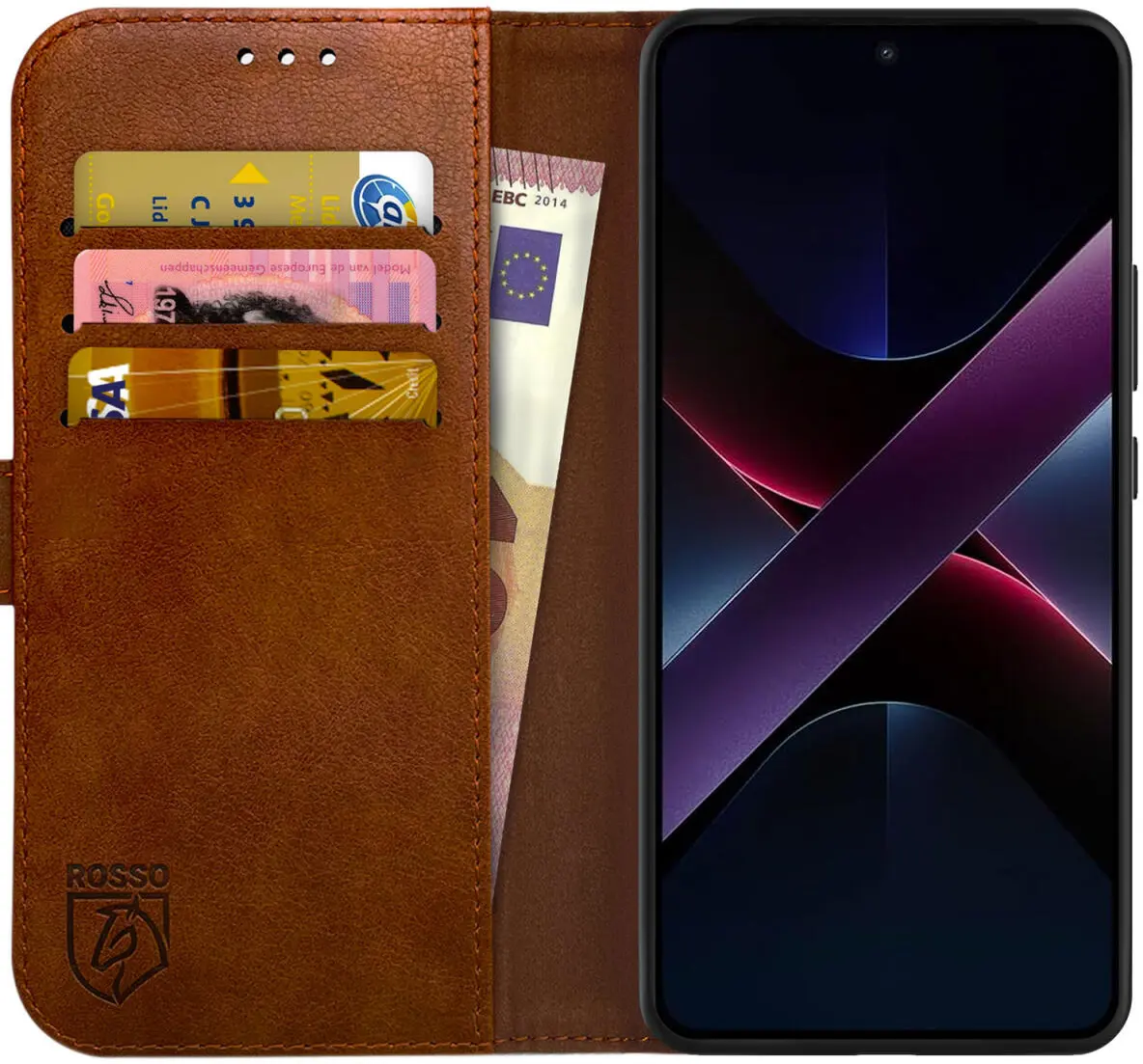 Rosso Element Xiaomi Poco X7 Pro Hoesje Book Case Wallet Bruin afbeelding 1