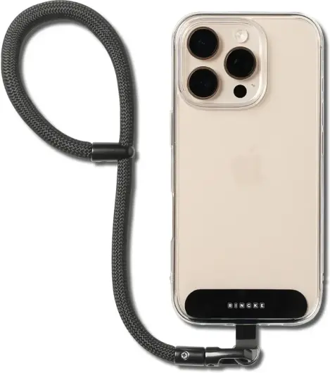 Ringke Holder Link & Flow Hand Strap P-Type - Universeel Telefoonkoord Zwart afbeelding 1