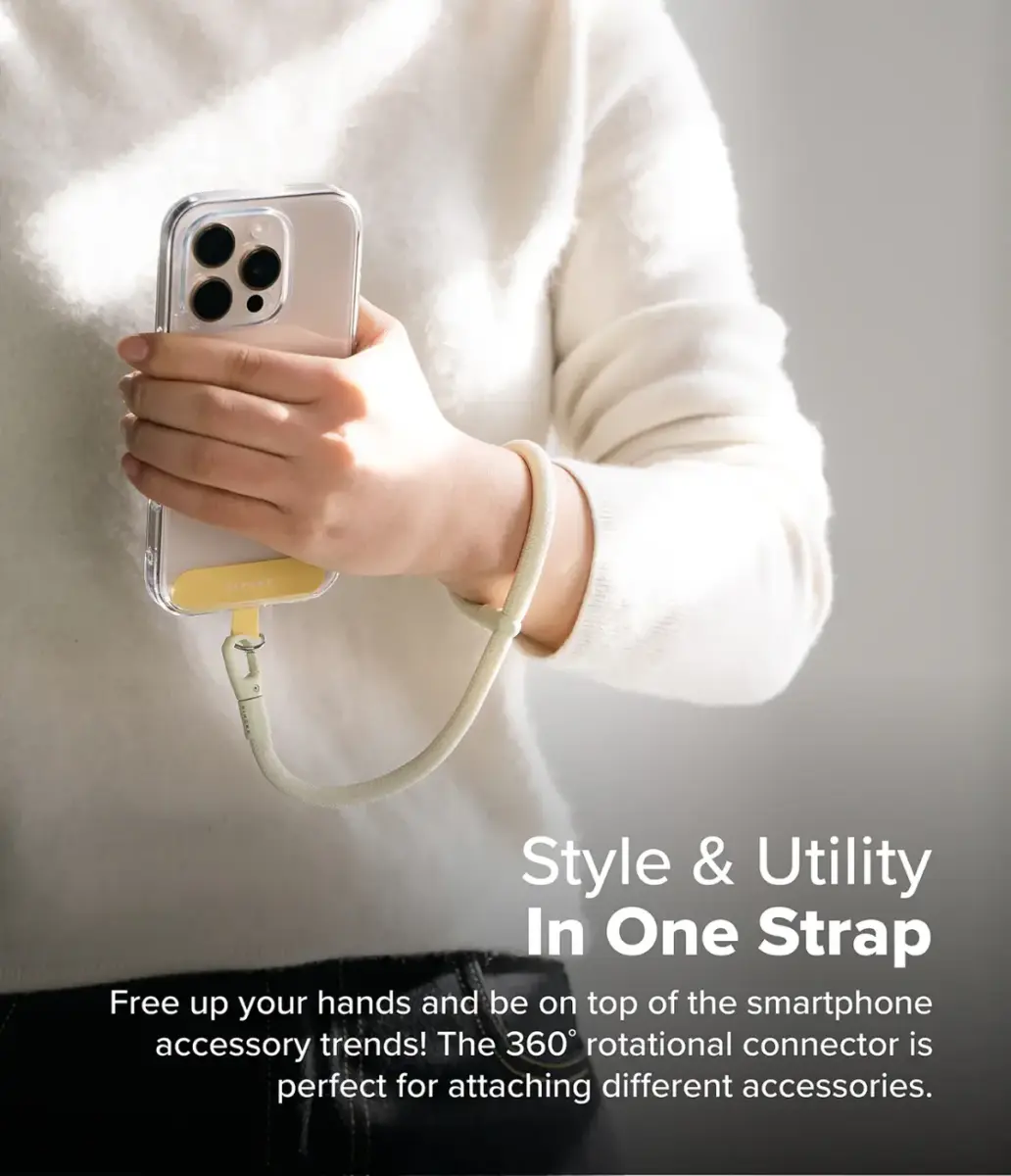 Ringke Holder Link & Flow Hand Strap P-Type - Universeel Telefoonkoord Geel afbeelding 2