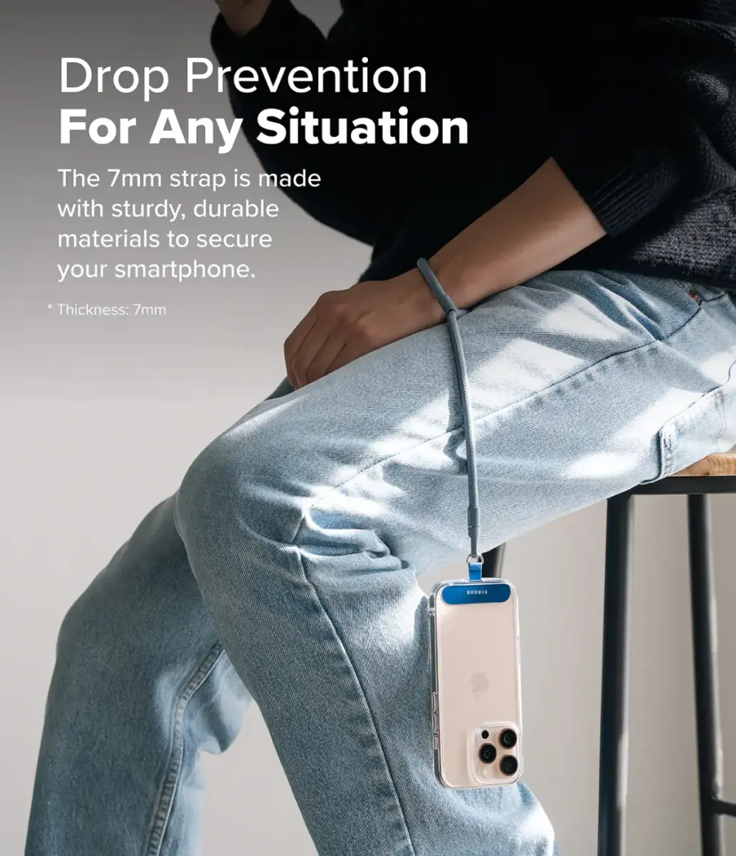 Ringke Holder Link & Flow Hand Strap P-Type - Universeel Telefoonkoord Blauw afbeelding 2
