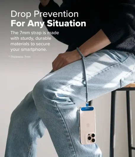 Ringke Holder Link & Flow Hand Strap P-Type - Universeel Telefoonkoord Blauw afbeelding 2